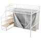 preview thumbnail 15 of 34, 2 Color 70"High Metal Full/Twin Size Loft Bed with Large Wardrobe and Storage Staircase