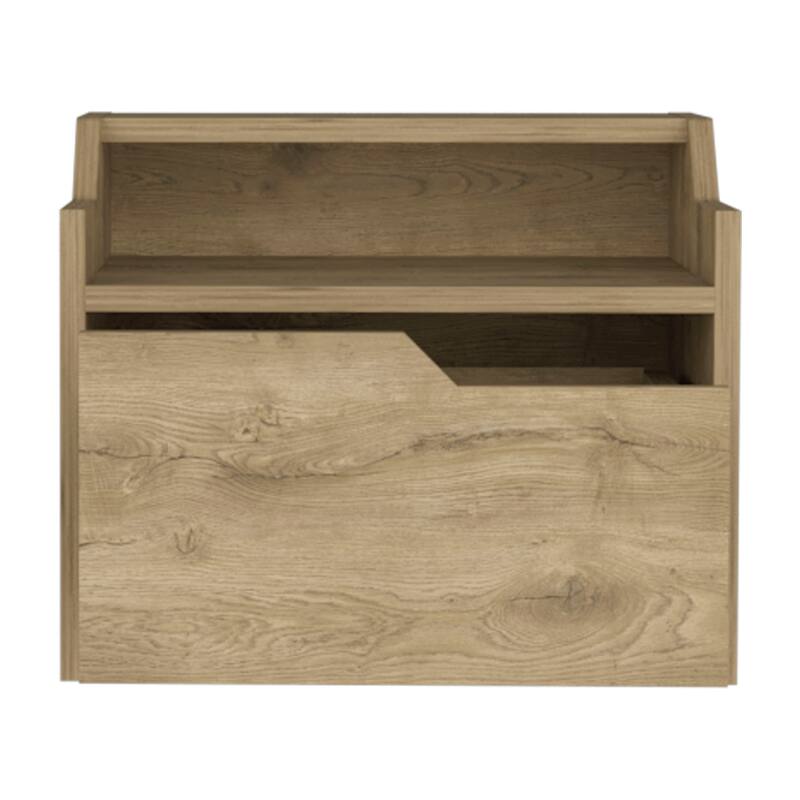Modern Floating Nightstand with Dual-Tier Design and Drawer Storage, Macadamia