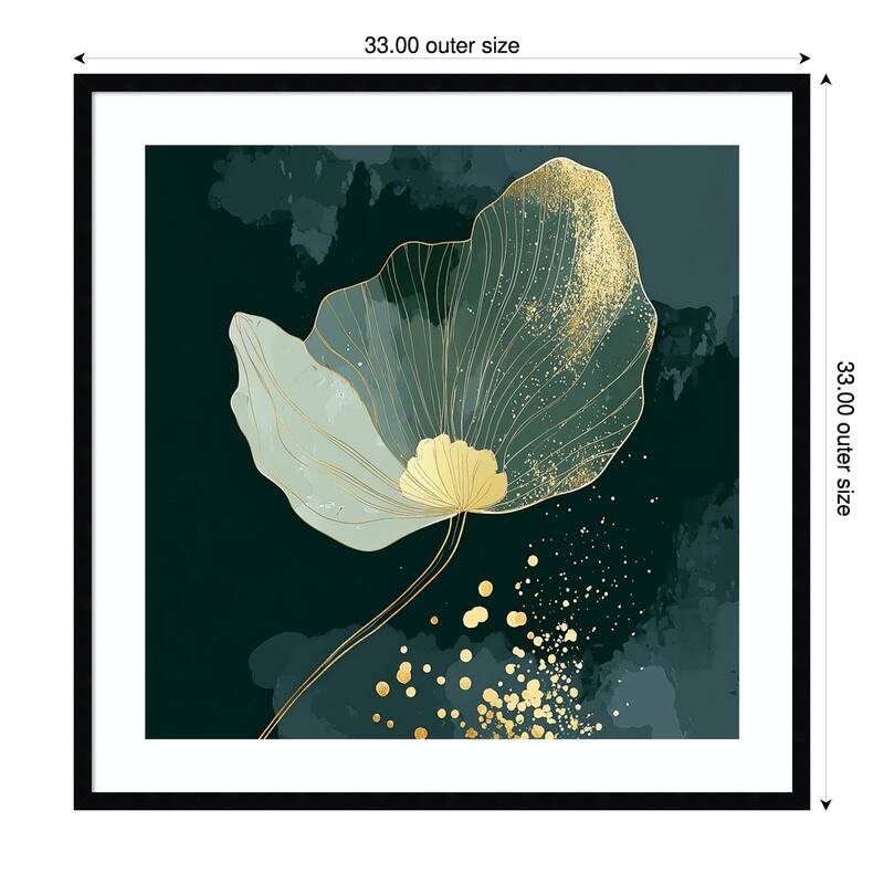 Petals of Jewel and Gold by Tradelink inhouse artist Wood Framed Wall Art Print - 33 x 33 in - Black