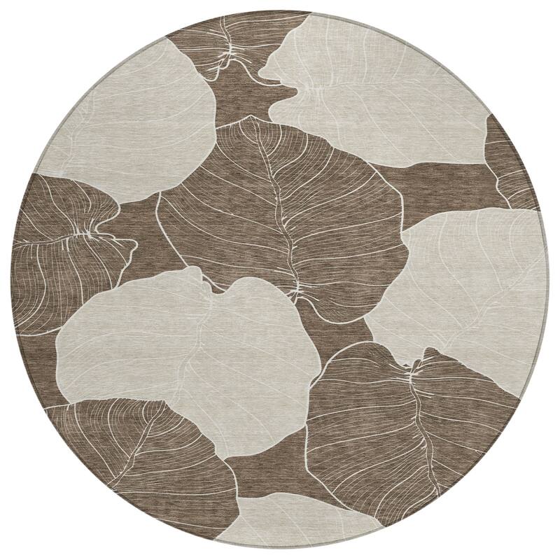 Machine Washable Indoor/ Outdoor Tropical Floral Chantille Rug