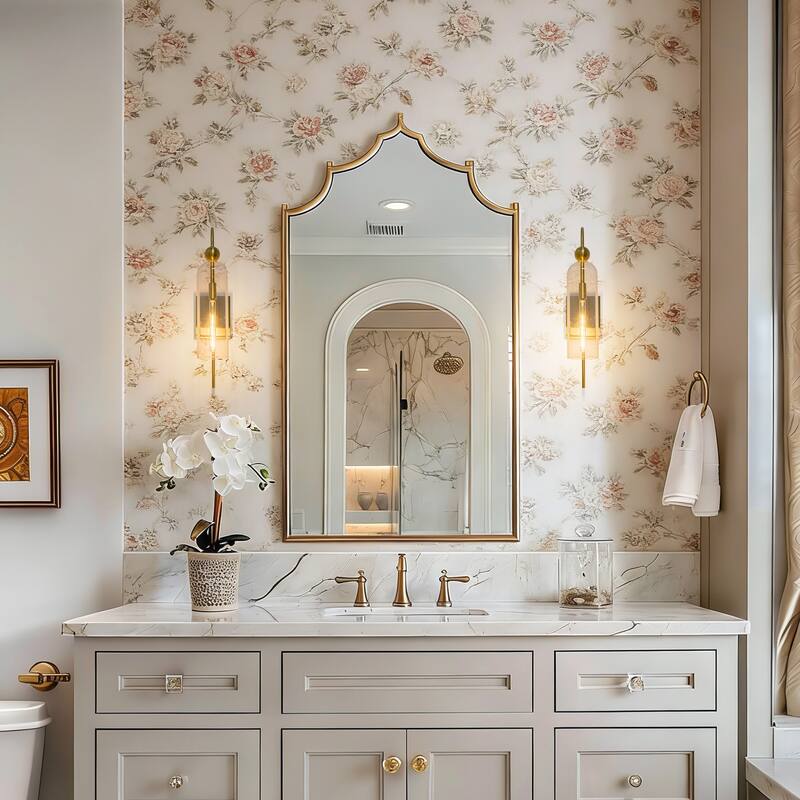 1-Light Brass Wall Sconce with Clear Cylindrical Glass Shade - 4.7" W × 7.9" D × 20.9" H