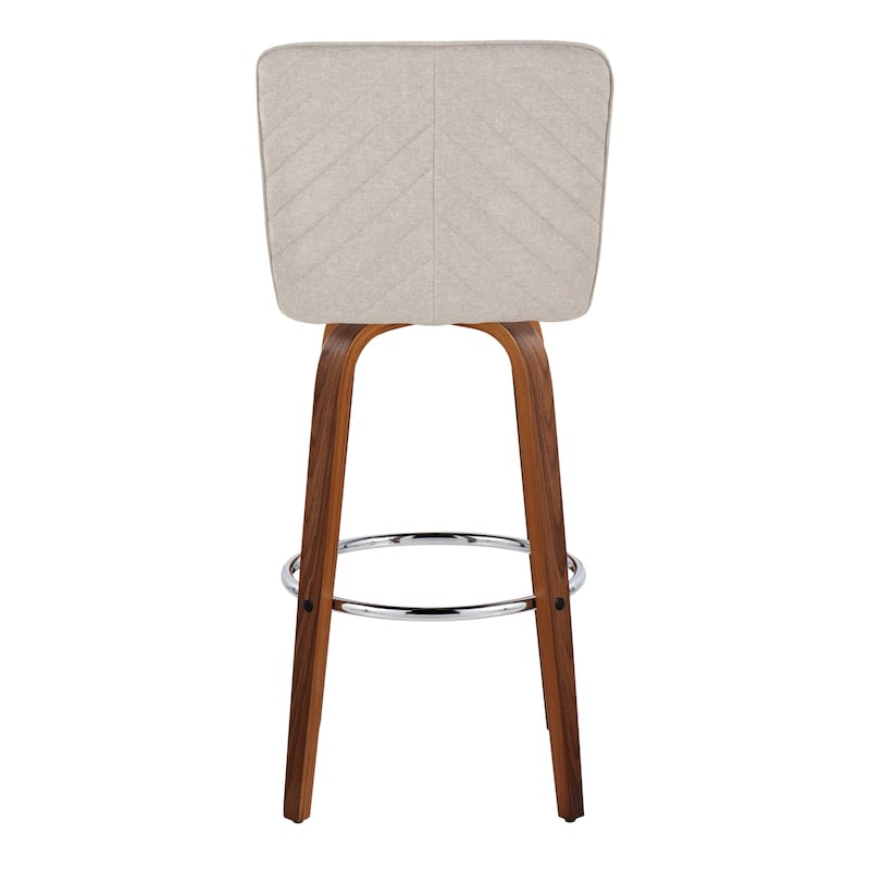 Porch & Den Holden 30" Fixed-Height Upholstered Bar Stool with Bent Wood Legs & Round Footrest (Set of 2)