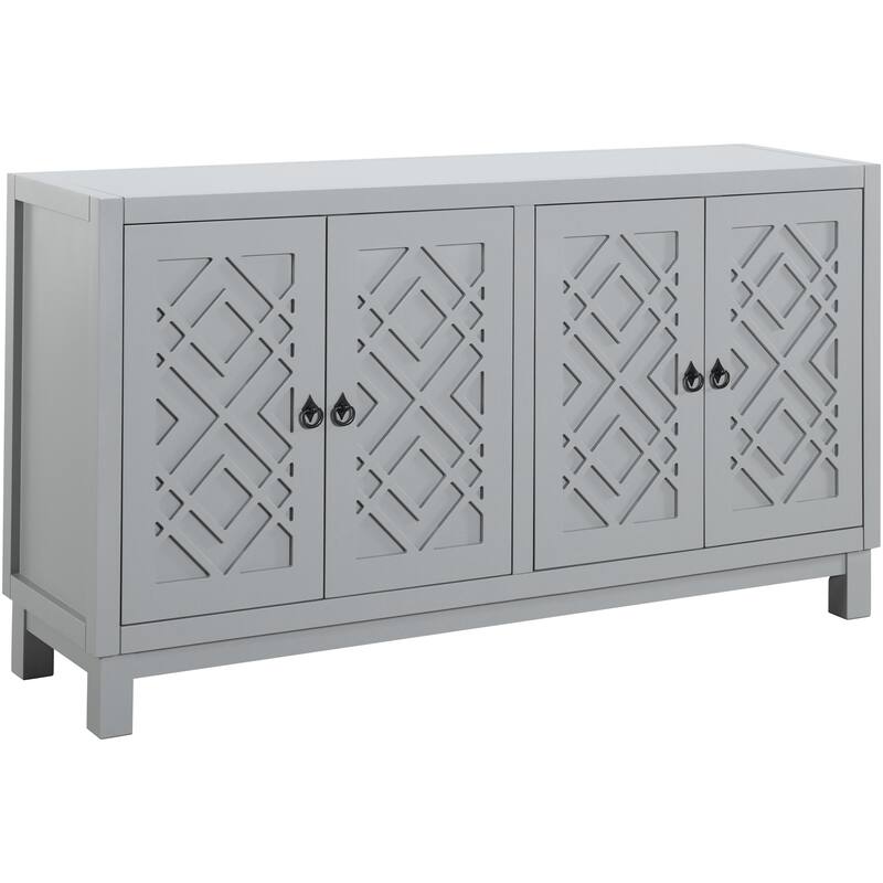 Large Storage Space Sideboard, 4 Door Buffet Cabinet with Pull Ring Handles