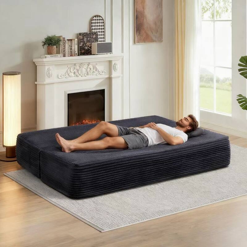 GDFStudio - Corduroy 2-Seater 79" Folding Floor-to-Ceiling Sofa Bed