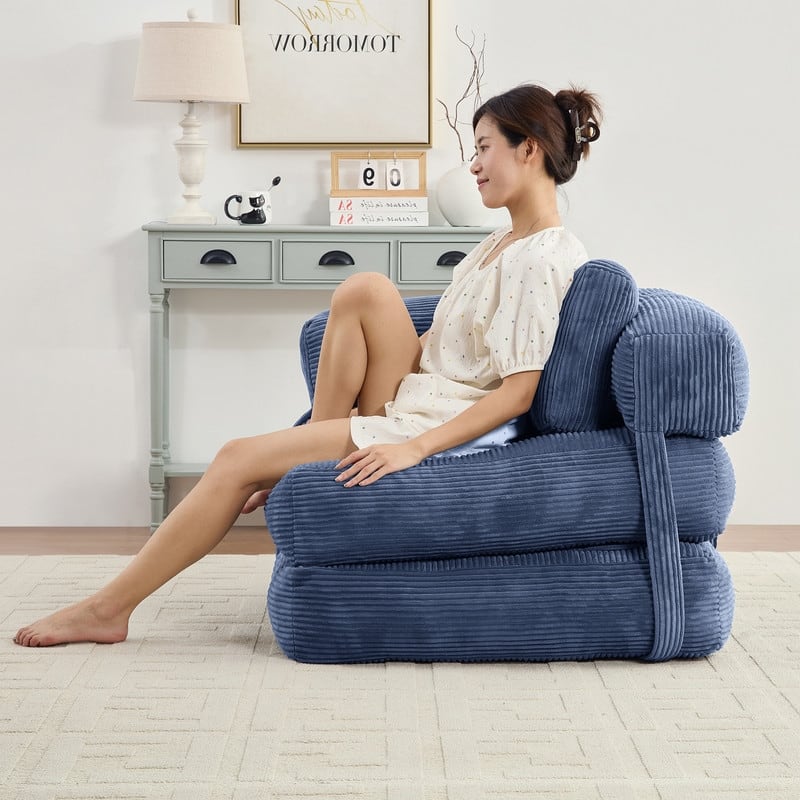 Mixoy Folding Sofa Bed, L-Shaped Convertible Sofa Bed with Armrest Foldable Sleeper Sofa