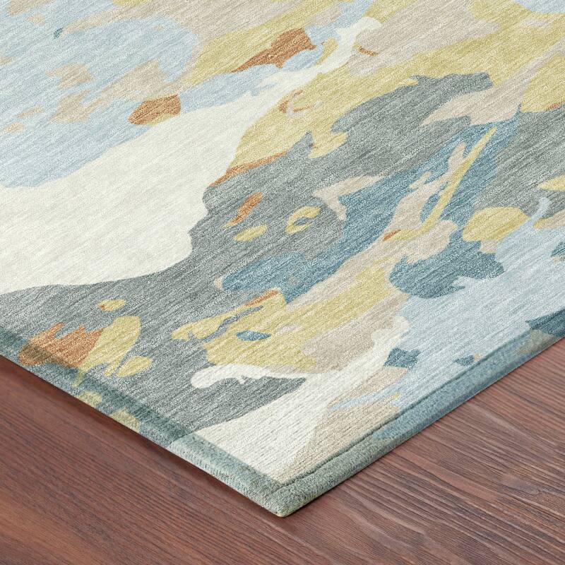 Machine Washable Indoor/ Outdoor Abstract Mexi Chantille Rug