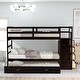 preview thumbnail 3 of 7, Concise & Elegant Solid Wood Bunk Bed, Twin Over Twin Bunk Bed with Trundle and Staircase, Easy Assembly