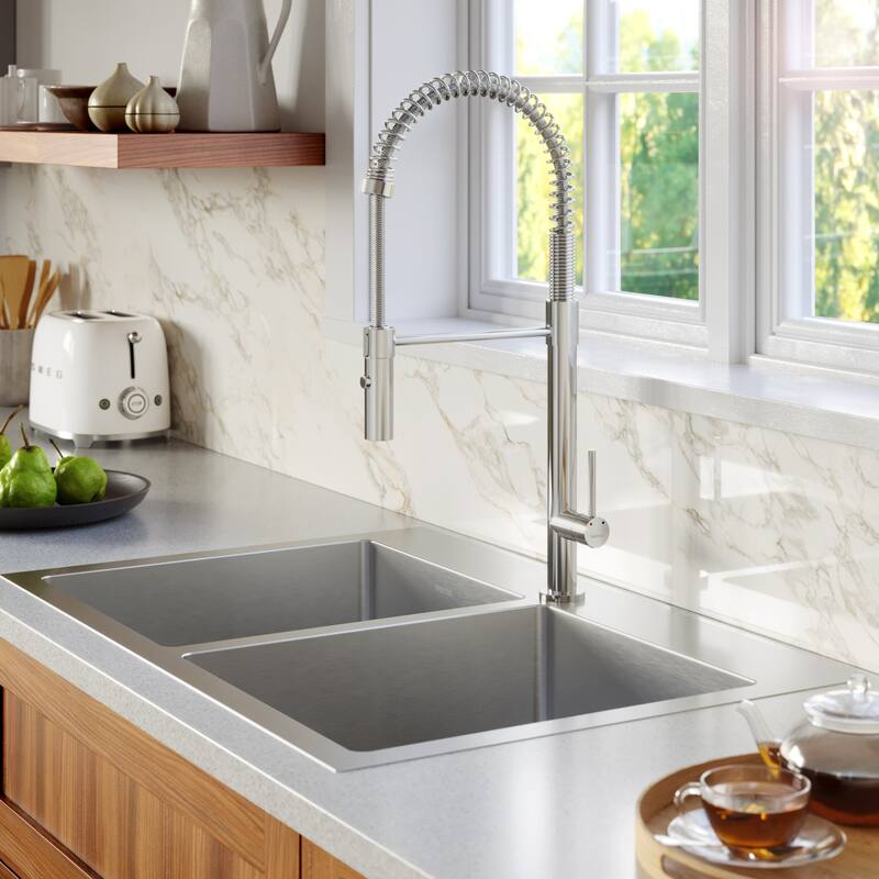 Karran 33" Top Mount Double Equal Bowl Stainless Steel Sink Kit