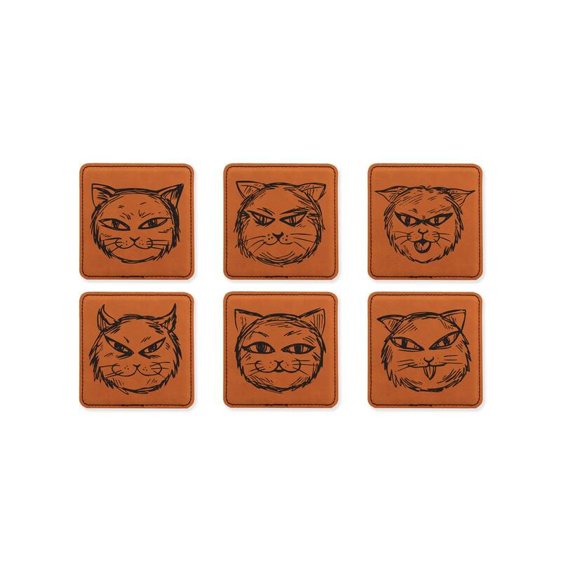 Cute Cat Coasters for drinks Coaster set with holder-Birthday,Wedding,Valentines