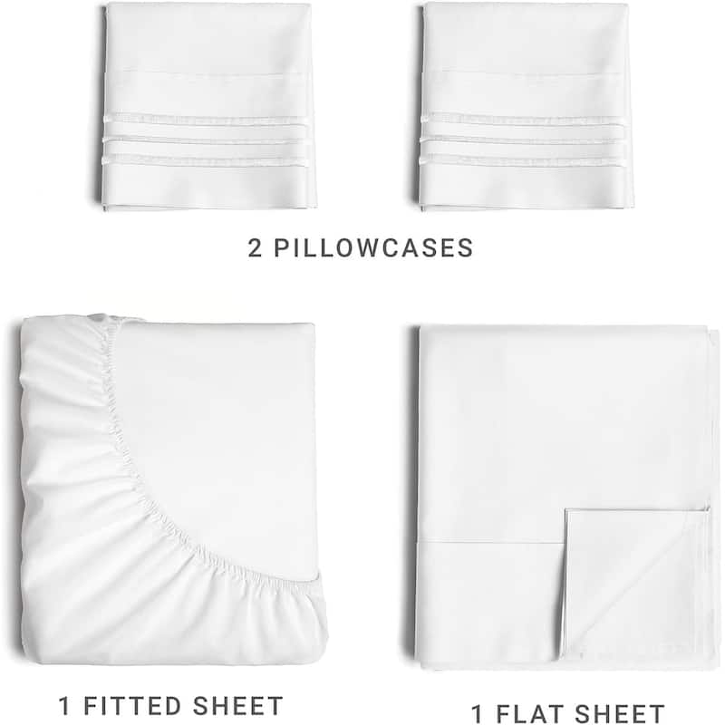 CGK Linens Brushed Microfiber Soft Wrinkle free 4 Piece Bed Sheet Set