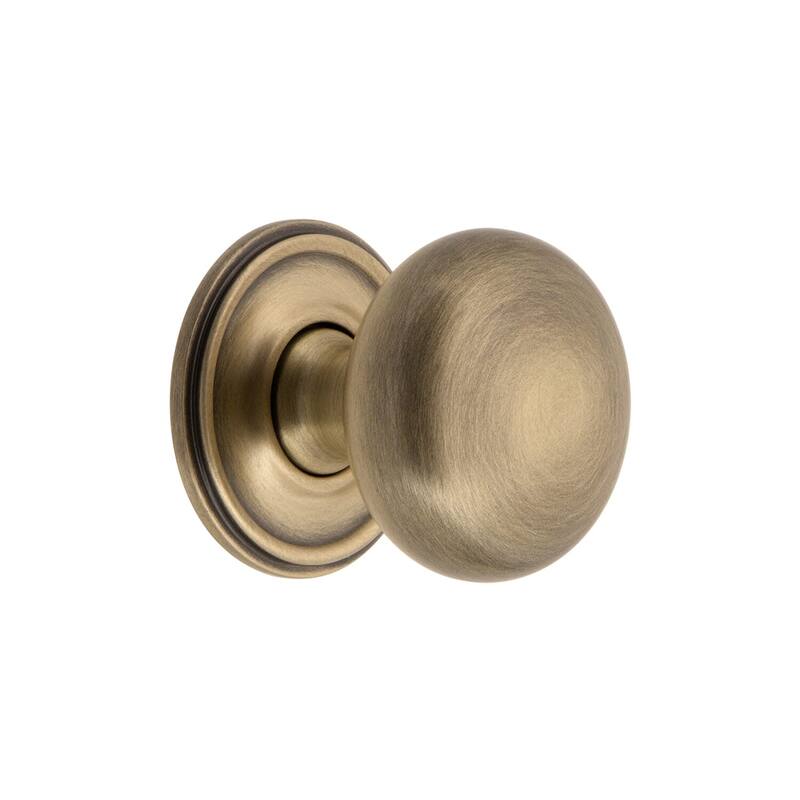Grandeur FIFT-BRASS-KNOB-GEO Fifth Avenue 1-3/8” Solid Metal Luxury - Vintage Brass