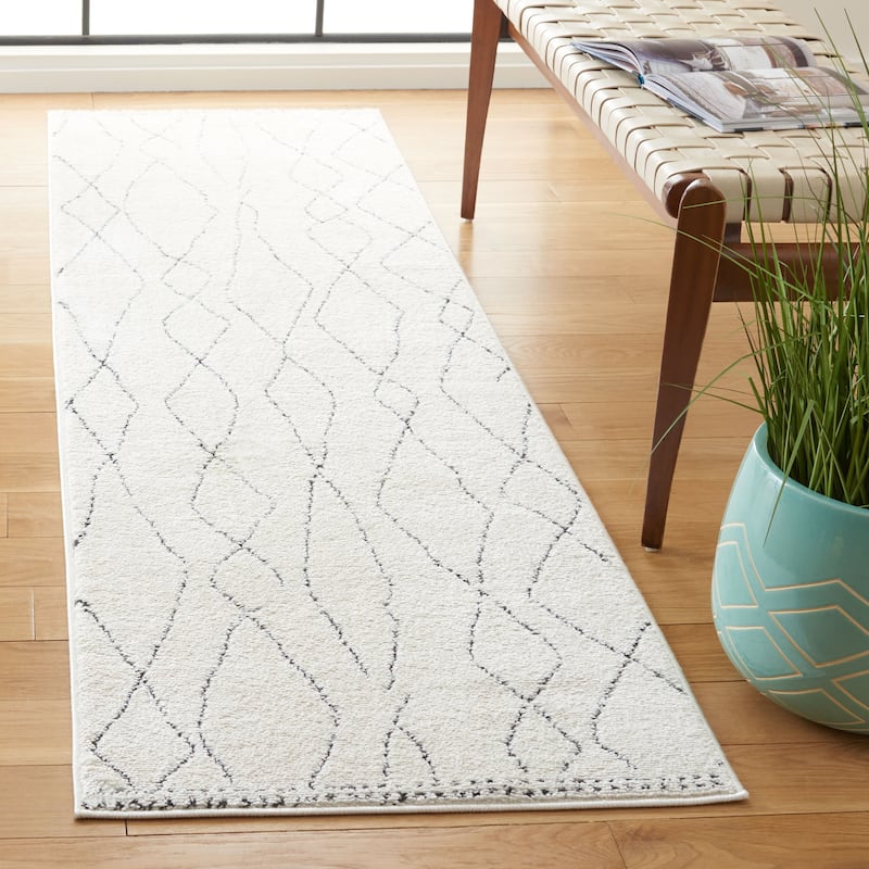 SAFAVIEH Melody Benita Moroccan Rug - 2'2" x 8' Runner - Ivory/Black