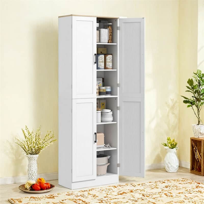 67" Freestanding Kitchen Pantry,4-Door Storage Cabinet Organizer