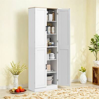 67" Freestanding Kitchen Pantry,4-Door Storage Cabinet Organizer