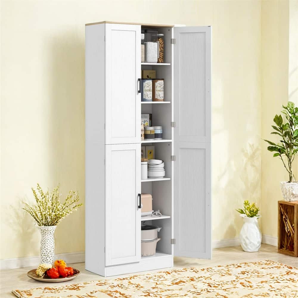 67" Freestanding Kitchen Pantry,4-Door Storage Cabinet Organizer