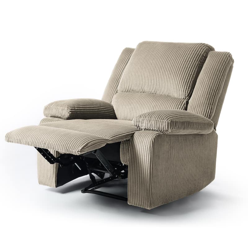 Corduroy Manual Recliner Glider Club Chair with Footrest