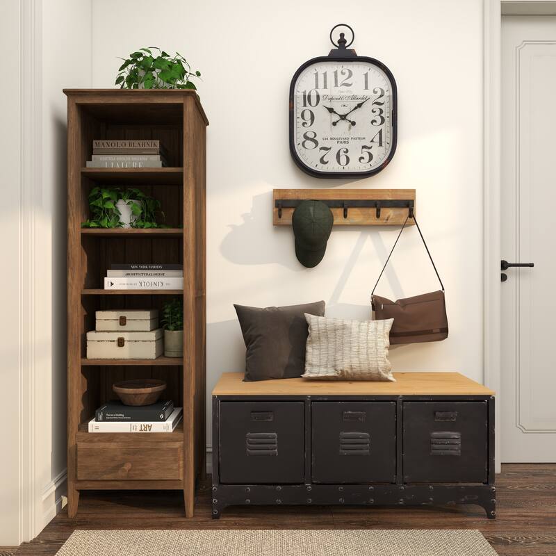 Gold Wooden 6 Hangers Wall Hook - 24 x 4 x 6