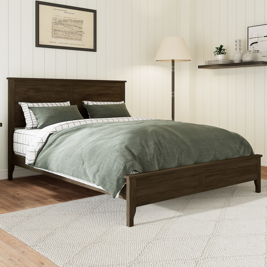 Low Profile Platform Bed Wooden Slats Support Bed Wingback Bed