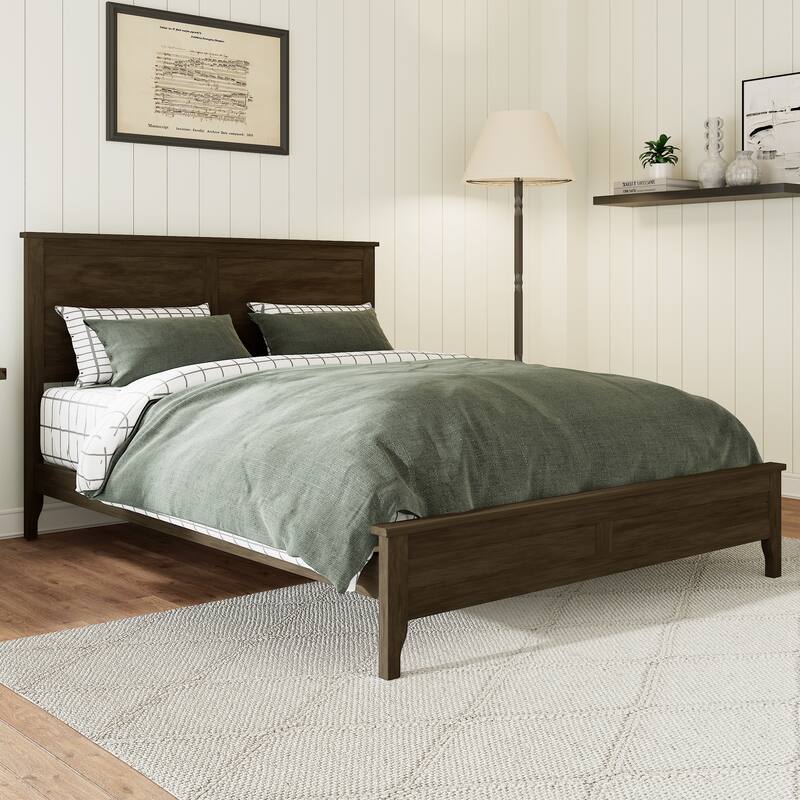 Modern Solid Wood Platform Bed with Tapered Legs and Sturdy Slats Support by Harper&Bright Designs