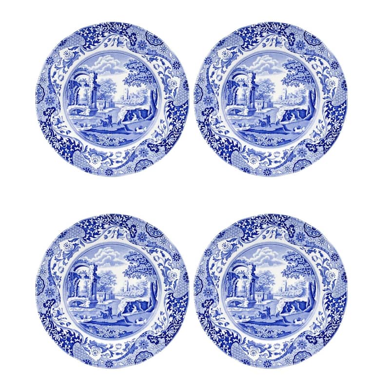 Spode Set of 4 Blue Italian Plates - 9-Inch - Luncheon Plates