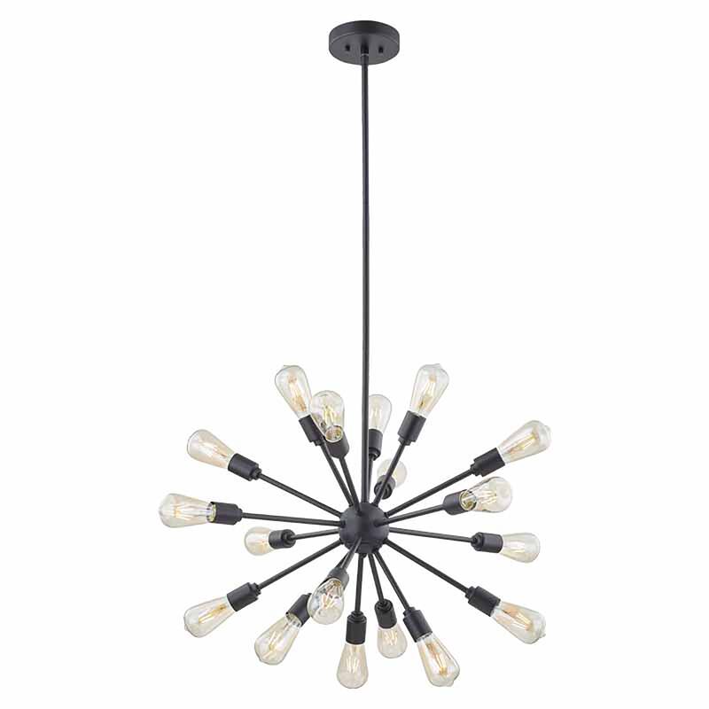 18-Light Sputnik Sphere Chandelier in Black and Gold Finish