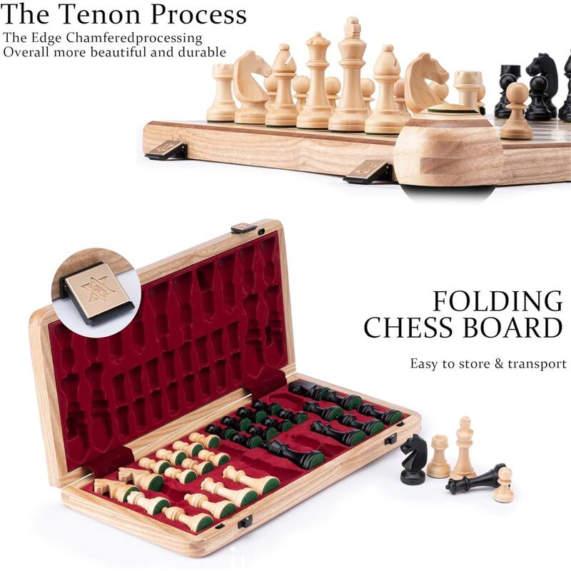 Exquisite international chess set, rose gold and black metal lock design - 15*15*2inch