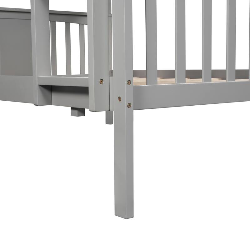 Full Over Full Bunk Bed Convertible 2 Full-size Beds with Ladder