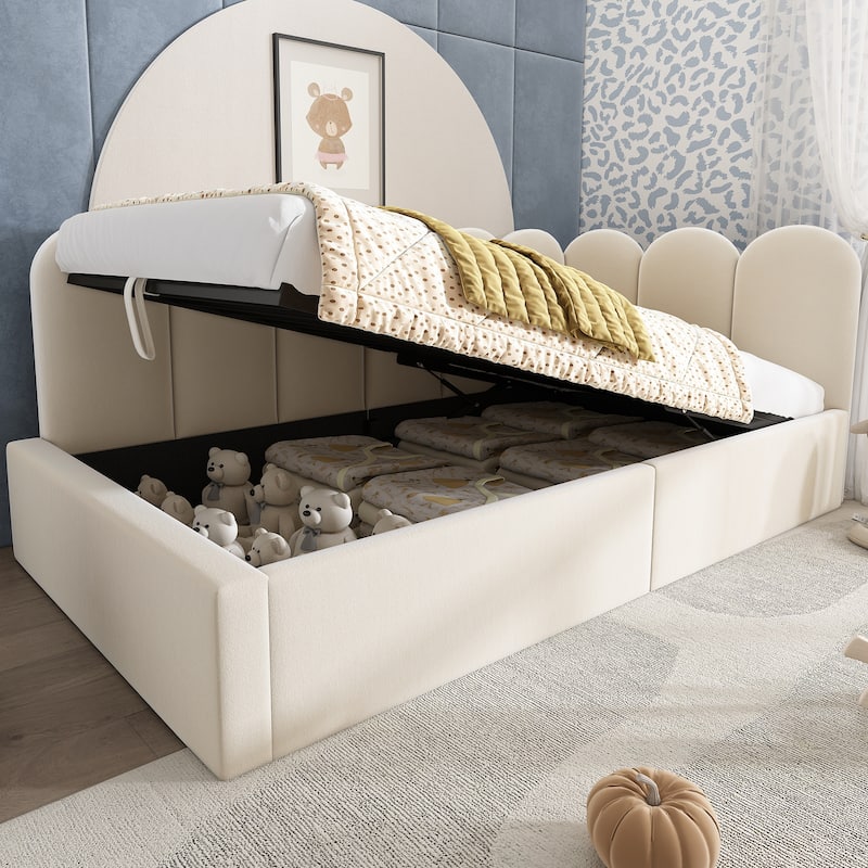 Roomfitters Upholstered Twin Size Ottoman Daybed with Storage, Sofa Bed with Metal Slat Frame, Velvet