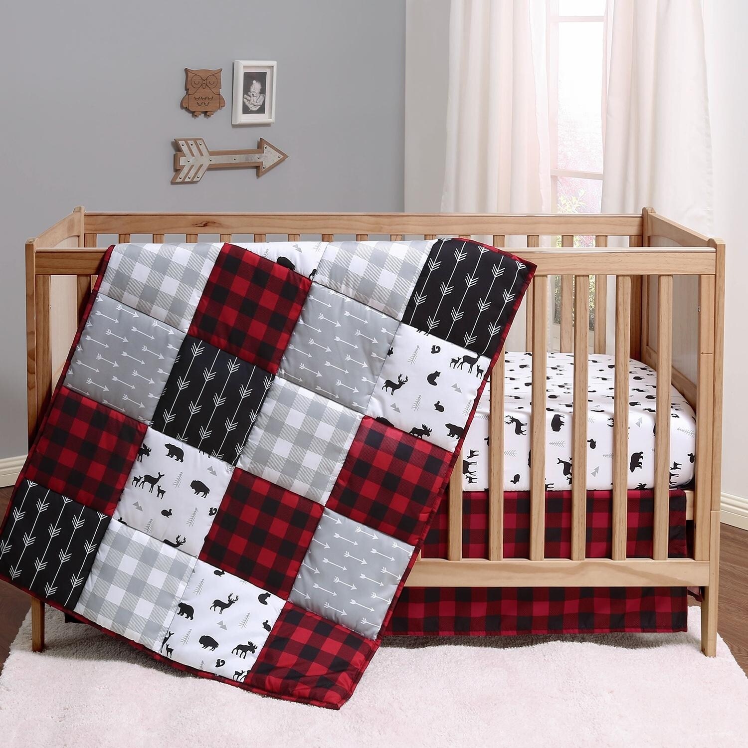 Red and grey crib bedding sets sales