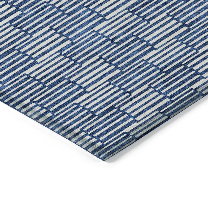 Machine Washable Indoor/ Outdoor Chantille Stripe Blocks Rug