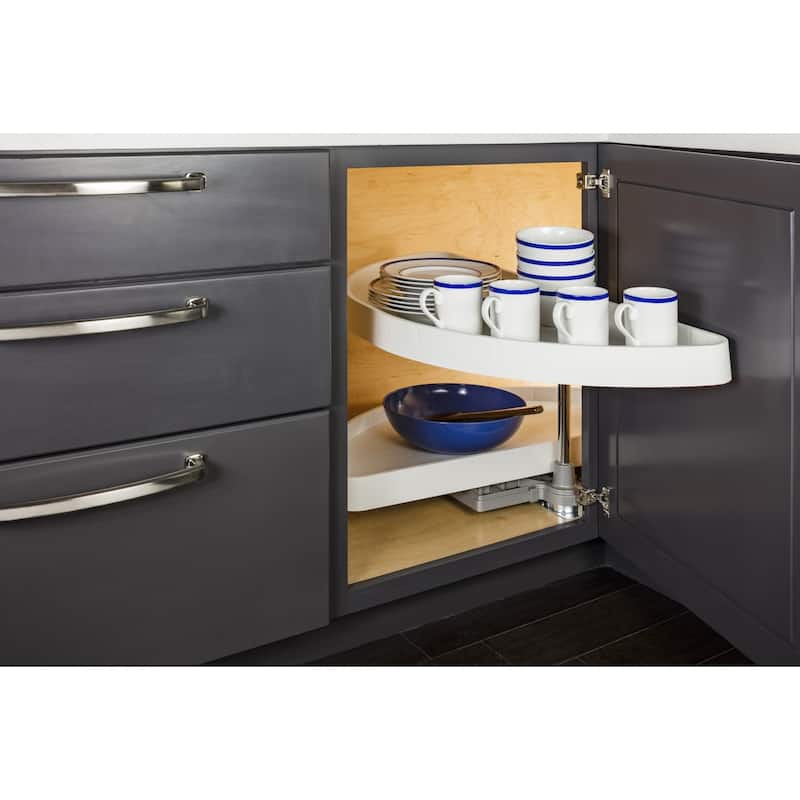 Hardware Resources 33-1/8" Diameter Half Moon Two Shelf Lazy Susan