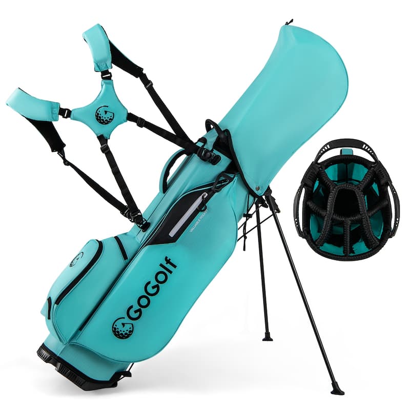 Gymax 8-Way Golf Stand Bag w/ 5 Pockets Lightweight Portable Golf Club