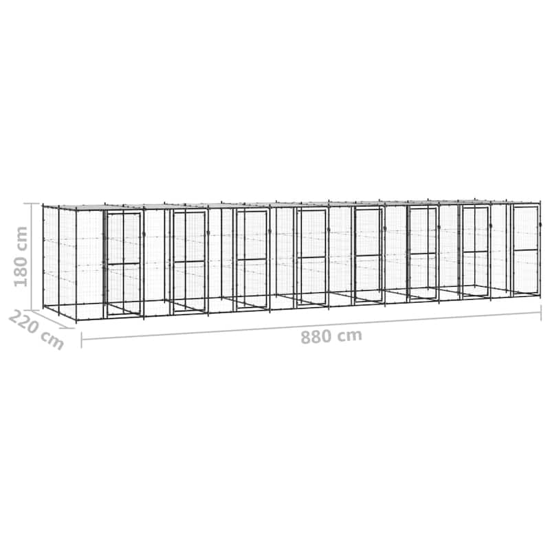 vidaXL Outdoor Dog Pen Pet Crate Kennel Cage Playpen House for Yard Steel