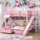 preview thumbnail 10 of 64, Elegant Twin over Twin Bunk Bed With 2 Drawers,3 Shelves and Slide,Sturdy Frame,s Pink