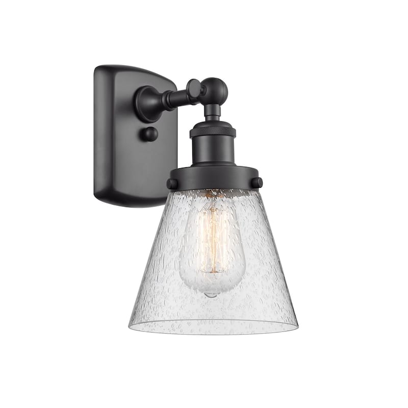 Innovations Lighting Small Cone 6" Wide Bathroom Sconce - Matte Black / Seedy
