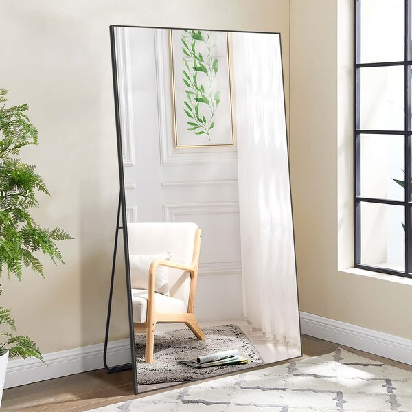 Glam Large Rectangular Full-length Floor Mirror Wall Mount for