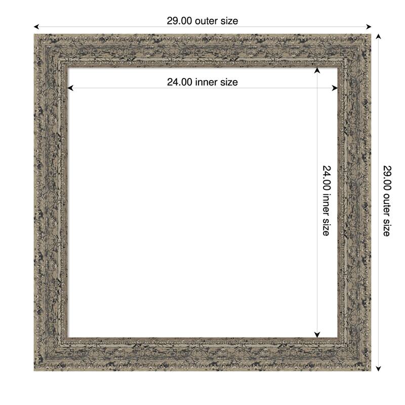 Attic Aged Framed Dry Erase Magnetic Board - 29 x 29 in - Attic Aged Silver