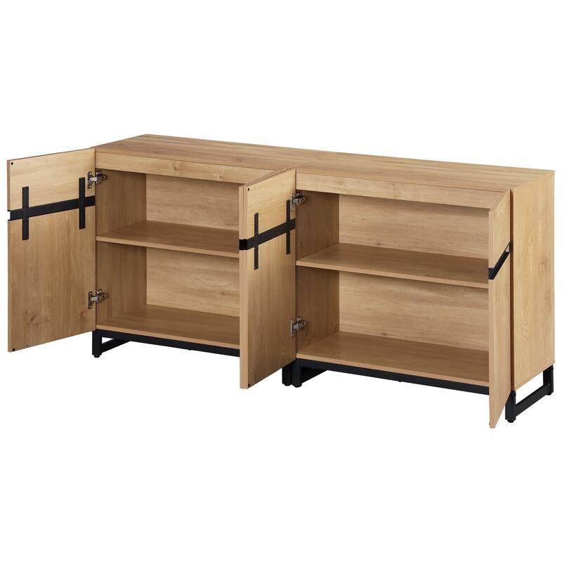 WAMPAT Storage Cabinet, Modern Sideboard with Adjustable Shelf and Metal Base