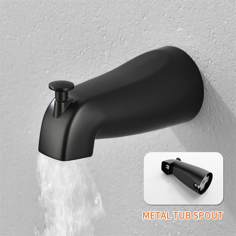 Wall Mount Shower Faucet with Tub Spout Brass 10-Setting Spray Complete Wall Mounted Shower System with Valve