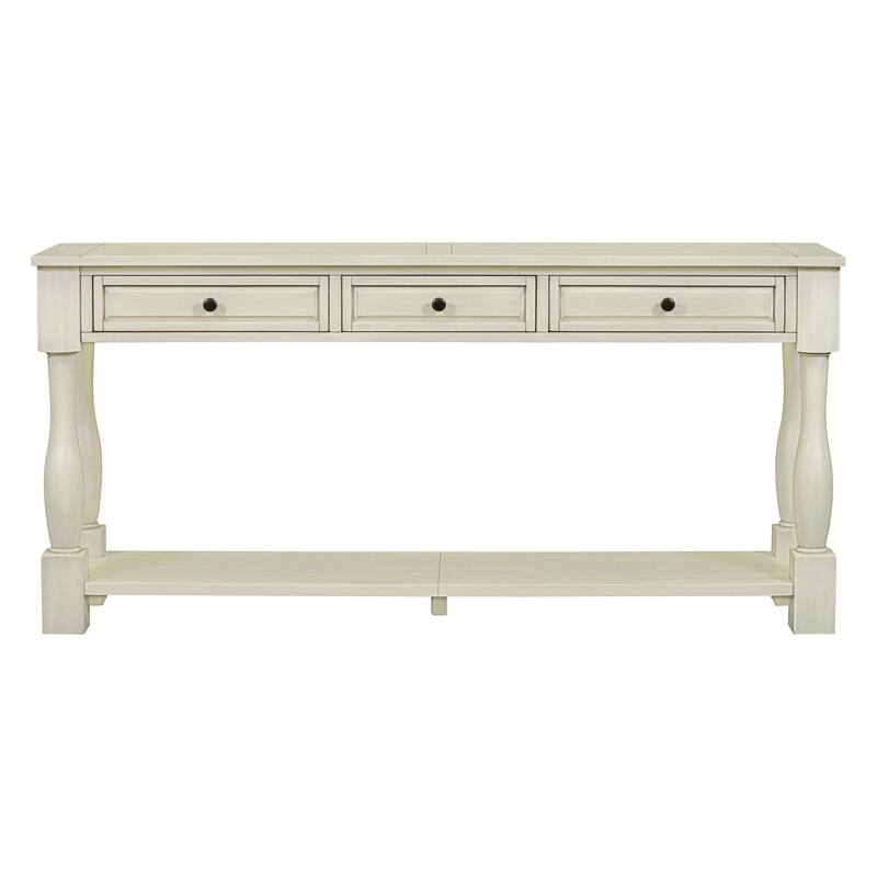 Farmhouse 63" Long Console Table with Drawers and Shelf for Entryway