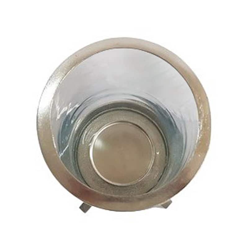 Candle Holder - Gray Wood Pillar with Metal Sphere