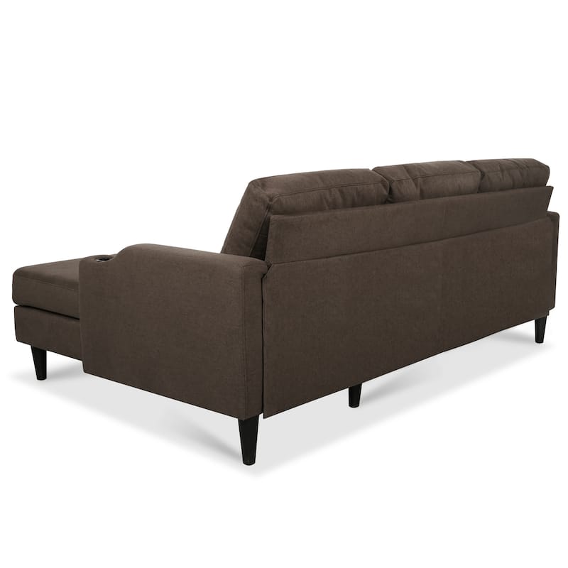 Pull Out Couch, L Shaped Convertible Sleeper Sofa Bed with Hidden Storage, 3-in-1 Upholstered Sectional Sofa with Cup Holder
