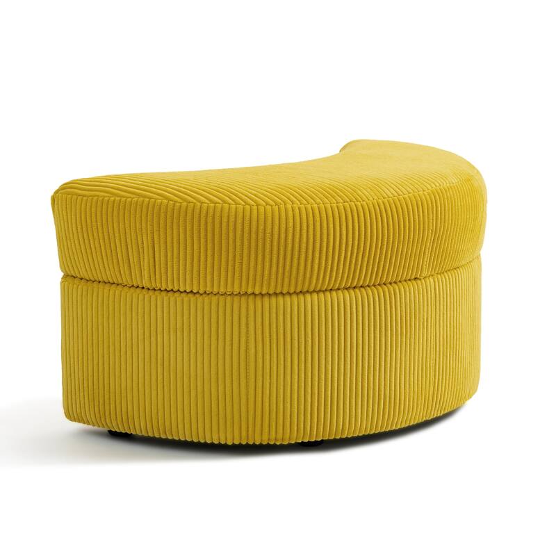 41" W Oversized Accent Barrel Swivel Chair with Moon Storage Ottoman