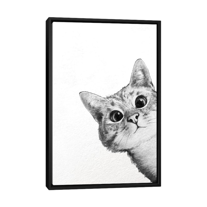 iCanvas "Sneaky Cat" by Laura Graves Framed Canvas Print - Black - 40x26
