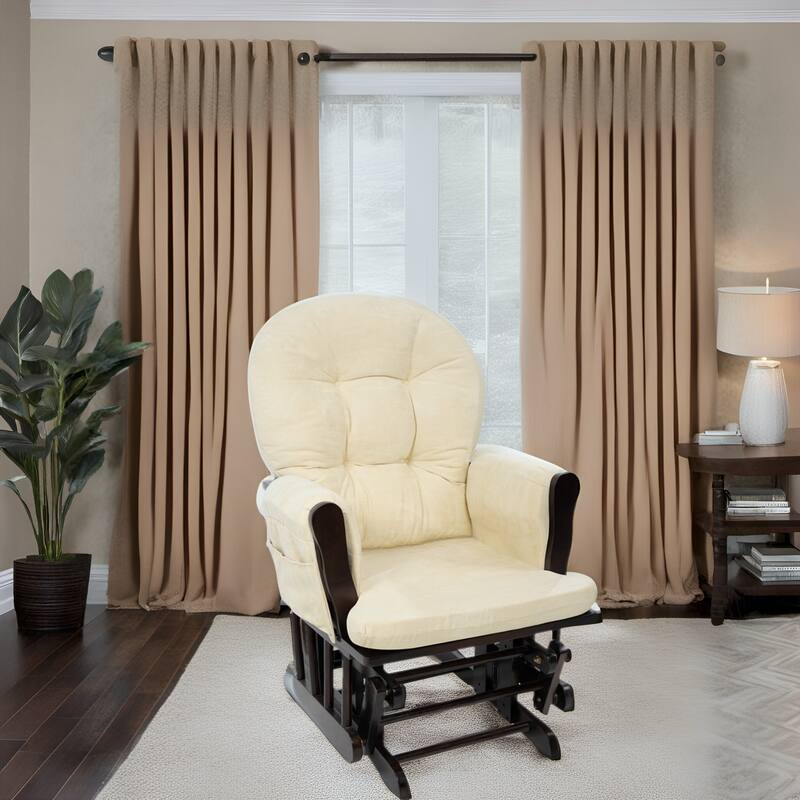 Nursery Glider and Ottoman Set - Reclining Rocker Chair with Padded Back, Armrests, and Cushions