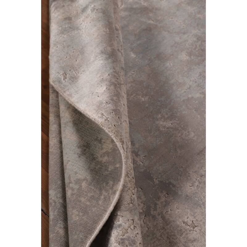 Abstract Modern Area Rug Hand-Knotted Grey Wool Carpet - 5'3"x 7'6"