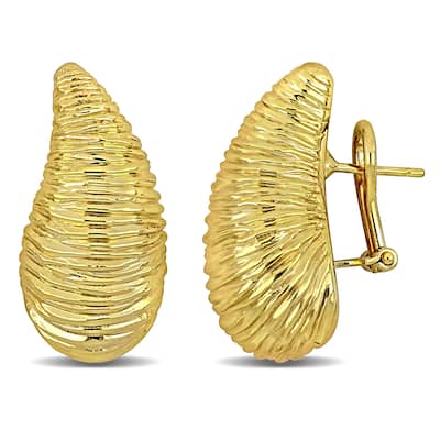 Miadora 13x27mm Teardrop Design Stud Earrings in 14K Yellow Gold