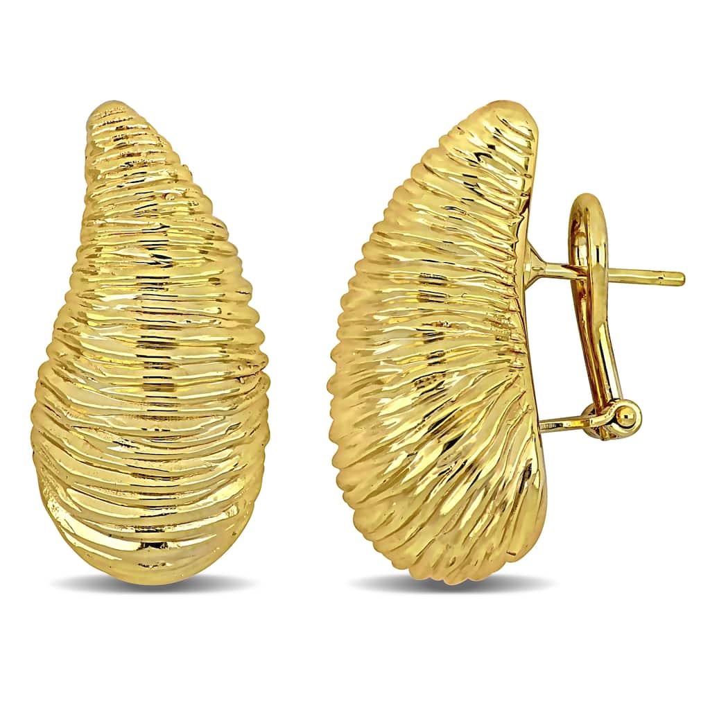 Miadora 13x27mm Teardrop Design Stud Earrings in 14K Yellow Gold