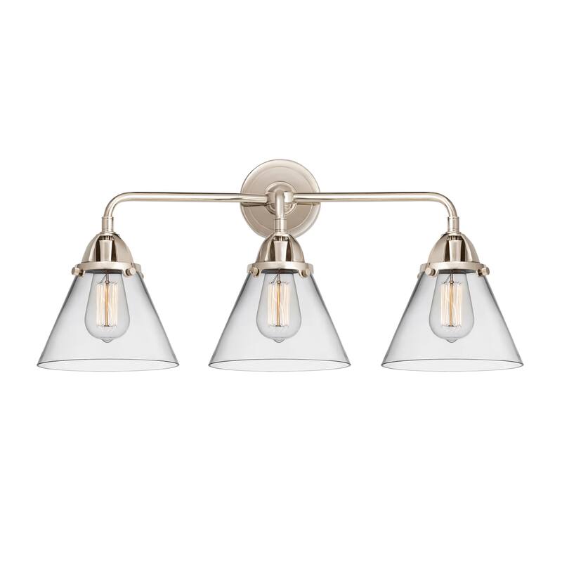 Innovations Lighting 288-3W-10-26 Cone Vanity Cone 3 Light 26" Wide - Polished Nickel / Clear