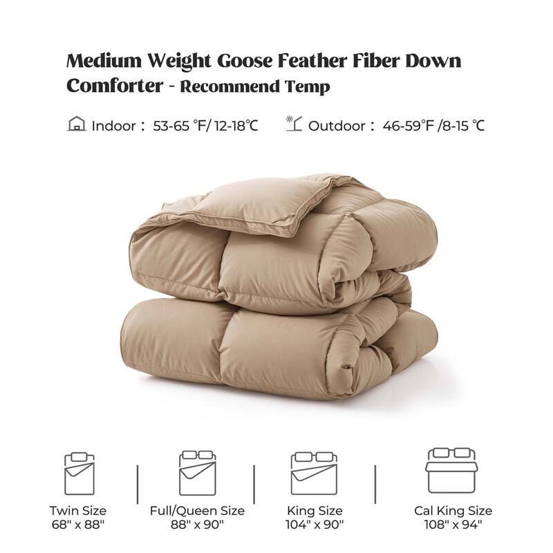 Year-round & Lightweight White Goose Down Duvet Insert Comforter - King (104"x90") - All Season Ginger Root